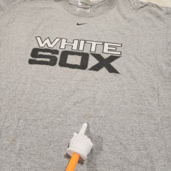 VTG 90s Y2K NIKE White Sox Mens L Large Center Swoosh Check MLB Baseball T Shirt - Picture 9 of 15